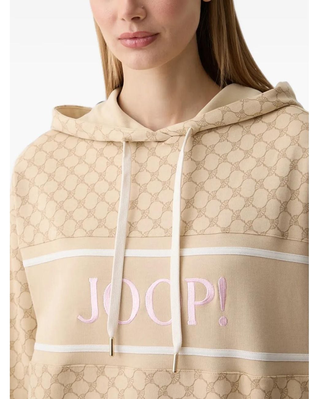 Joop! Natural Logo-Embroidered Monogram-Print Hoodie