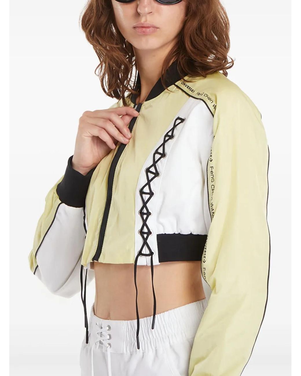 Converse White Cropped Zip-Up Jacket
