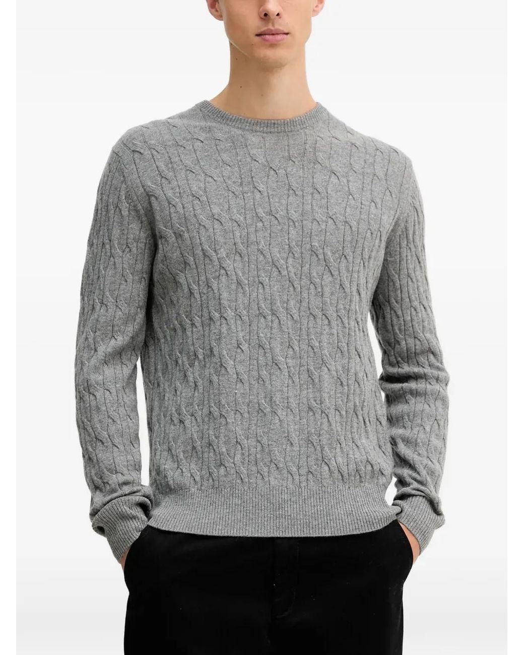 Hackett Gray Crew-Neck Sweater for men