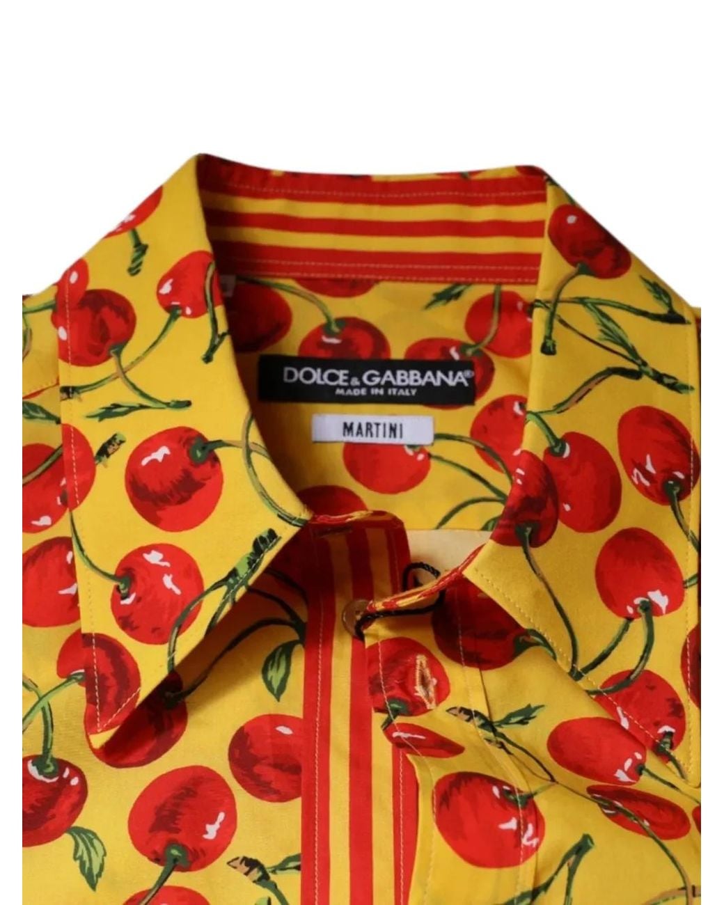 Dolce & Gabbana Yellow Martini Cherry-Print Shirt for men
