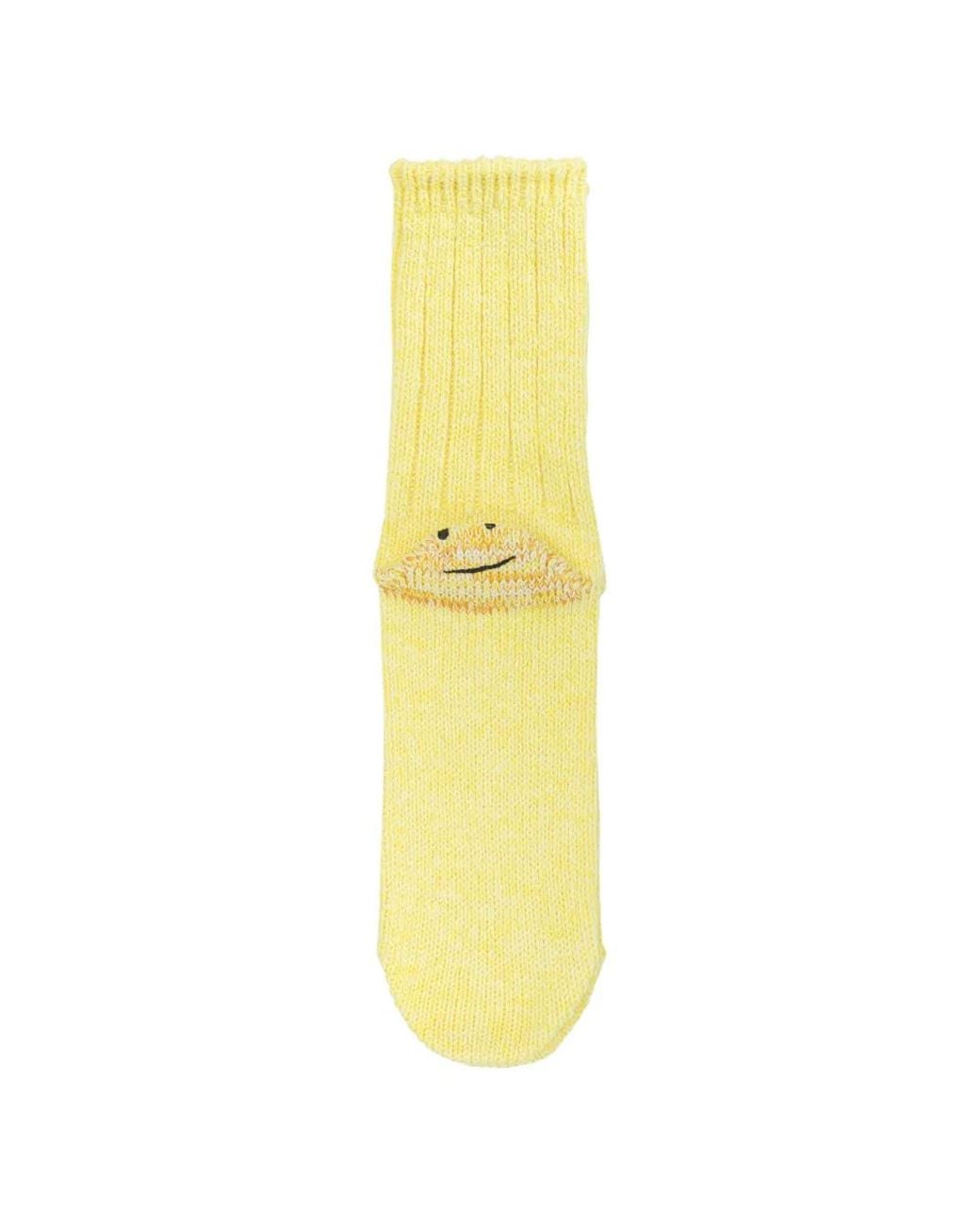 Kapital Yellow Happy Heel Socks for men