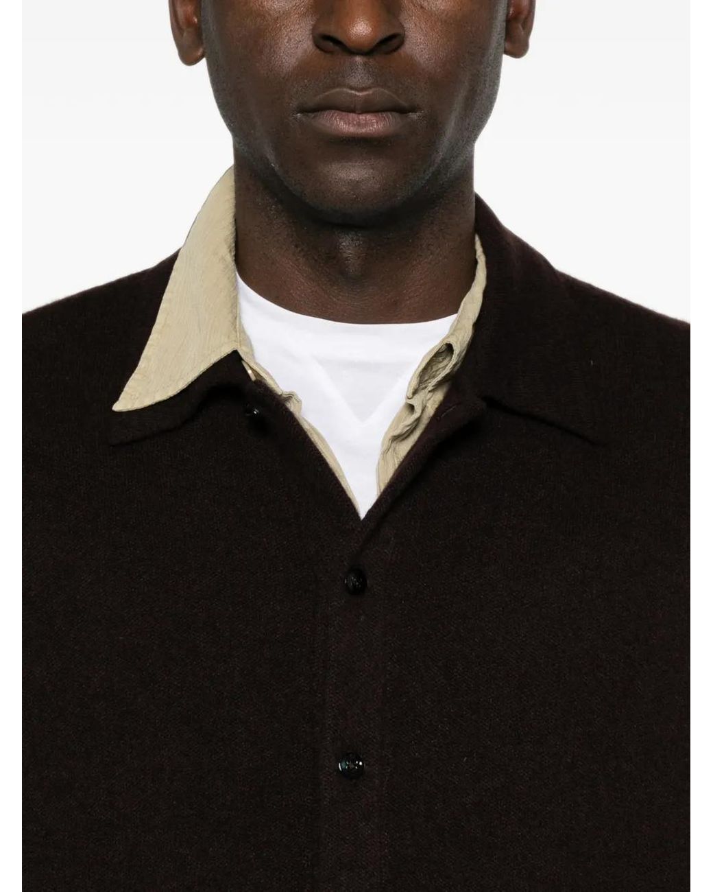 Umit Benan Black Winter Sunset Button-Up Long-Sleeve Cardigan for men