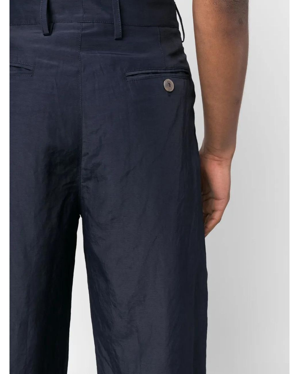 Giorgio Armani Blue Pleated Wide-Leg Trousers for men