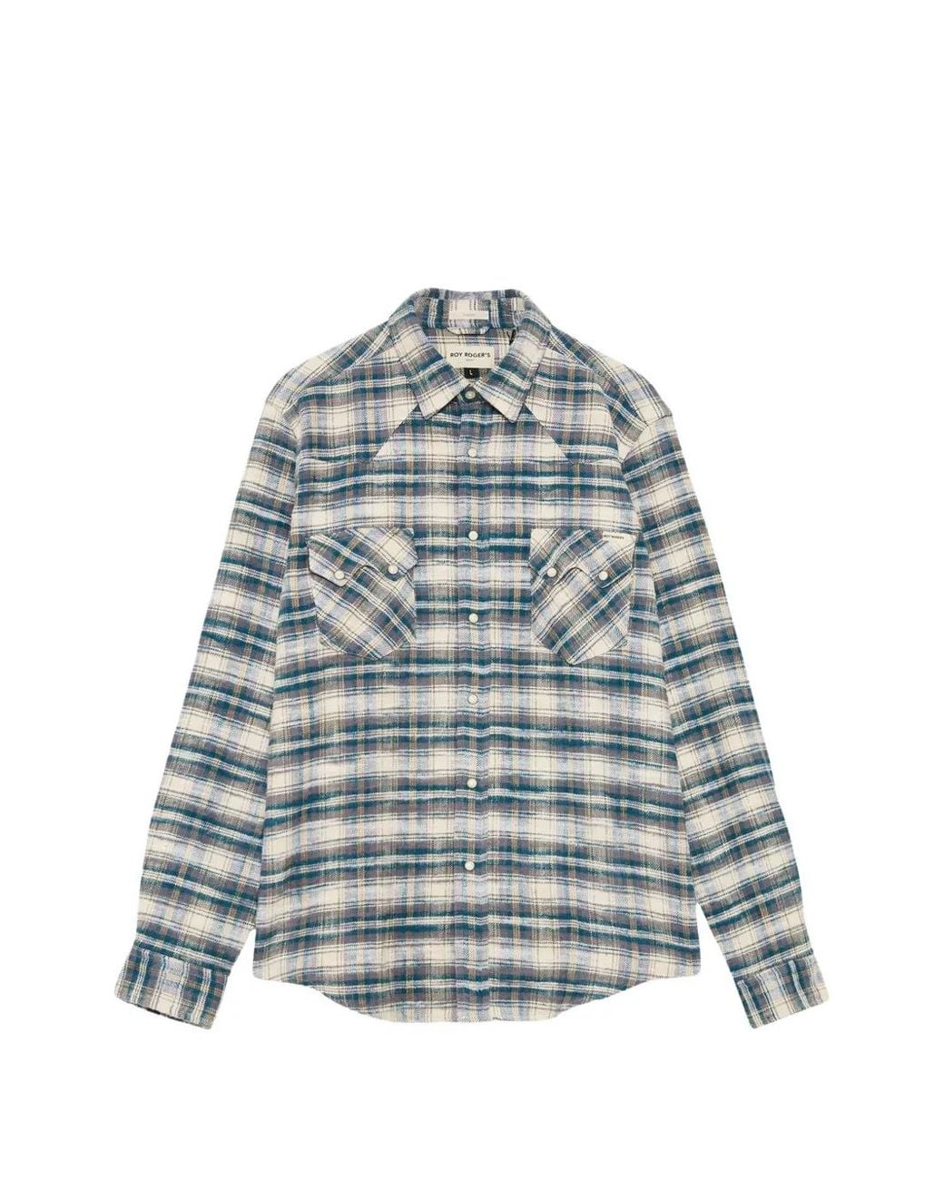 Roy Rogers Blue Western Check-Pattern Shirt for men