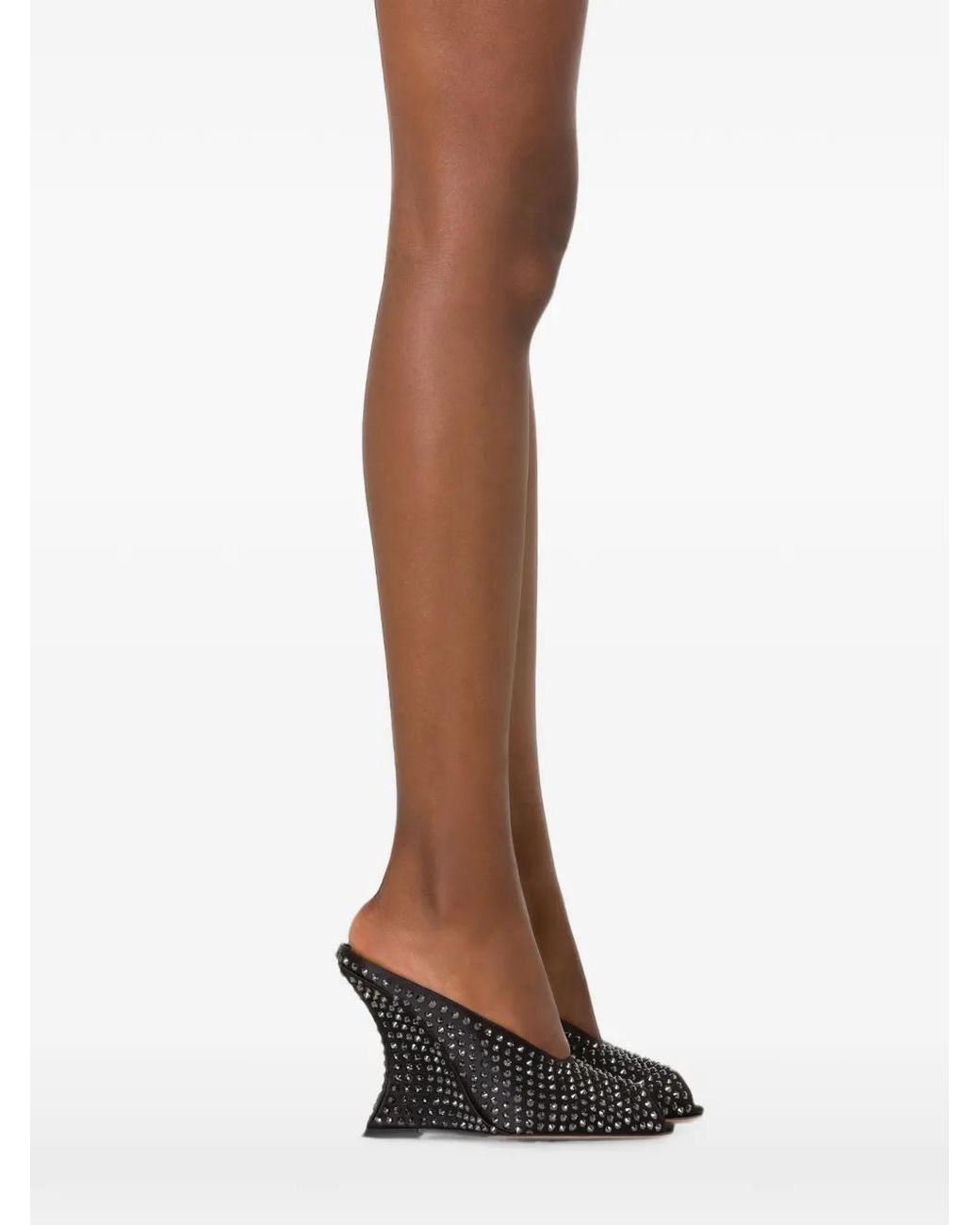Paris Texas Black Nina Stud-Embellished Wedge Sandals