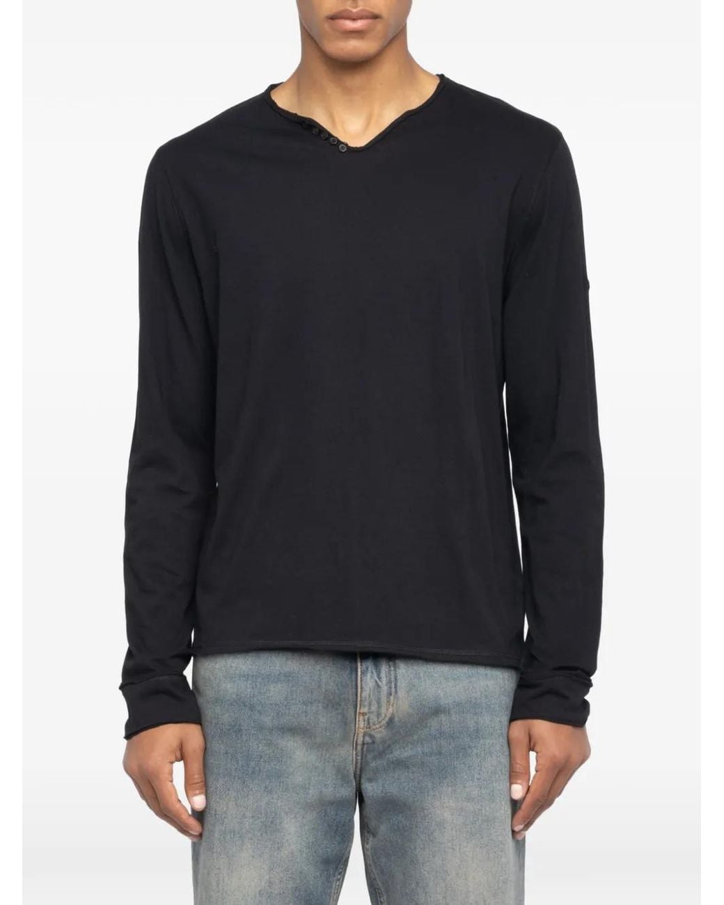 Zadig & Voltaire Black Monastir Henley T-Shirt for men