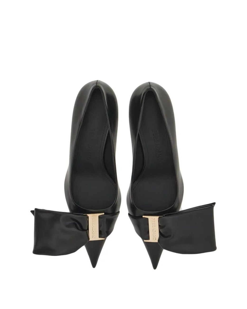 Ferragamo Black Soft Bow Leather Pumps