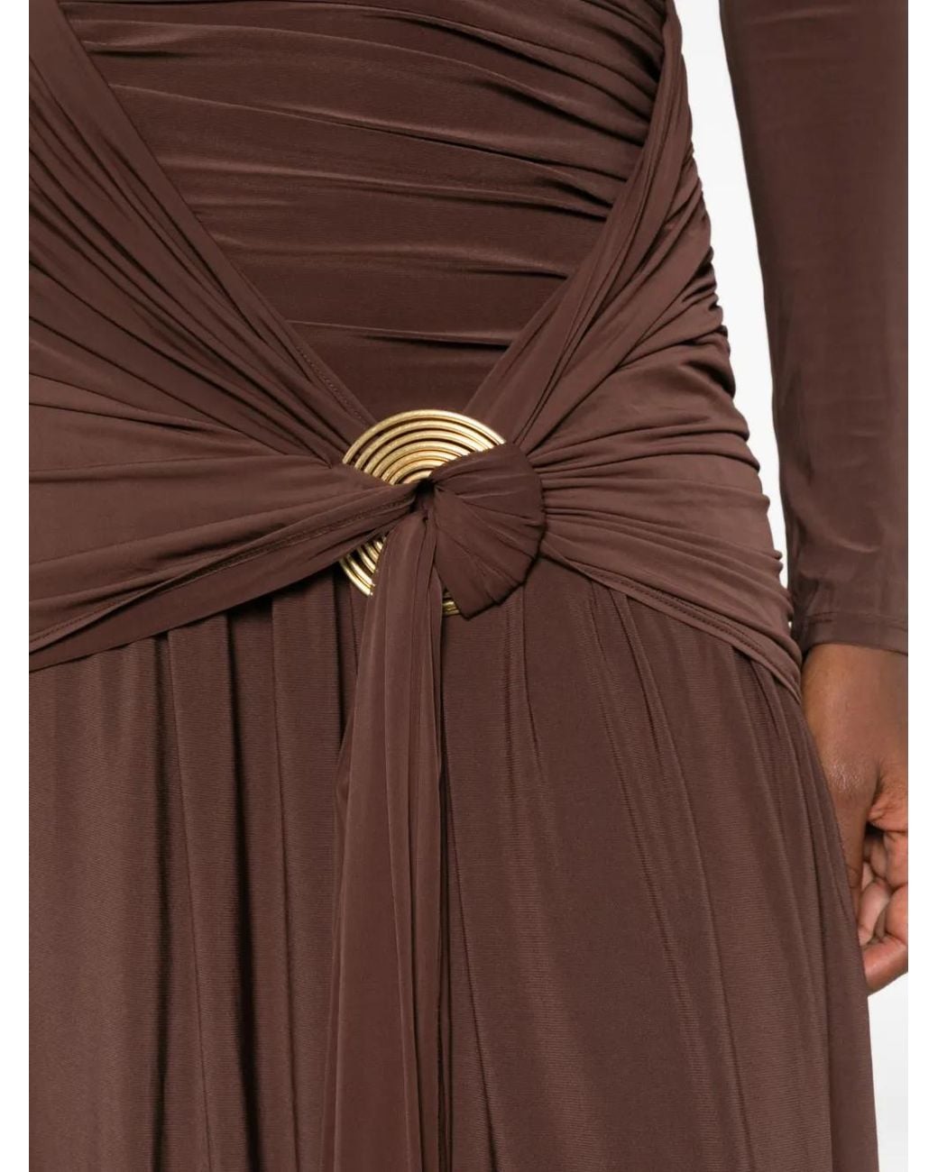 Aje. Brown Selah Gathered Jersey Maxi Dress