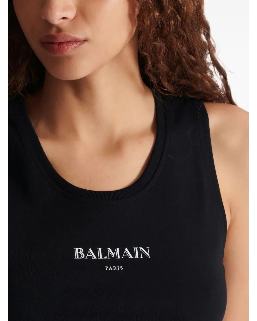 Balmain Black Logo-Print Cotton Top