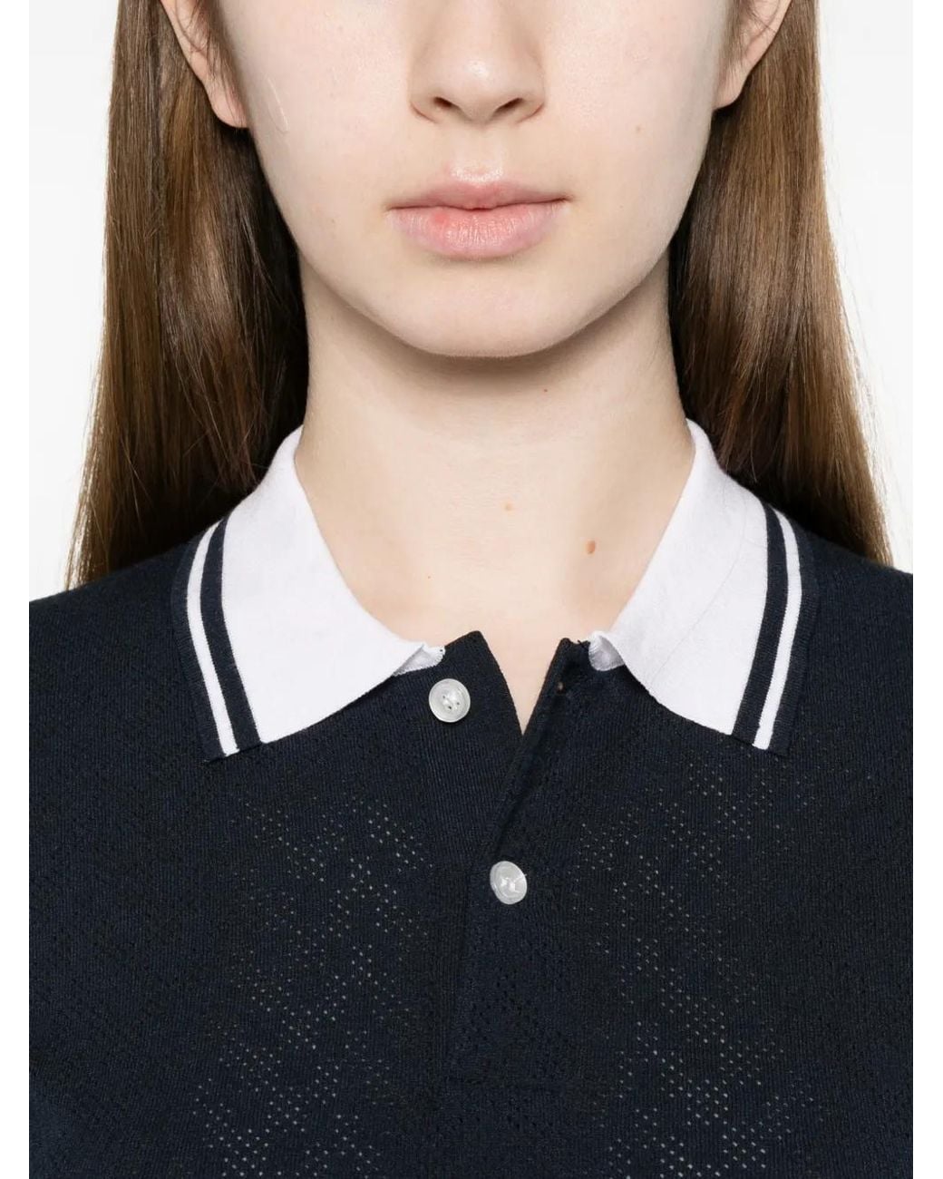 J.Lindeberg Blue Polly Pointelle Polo Top