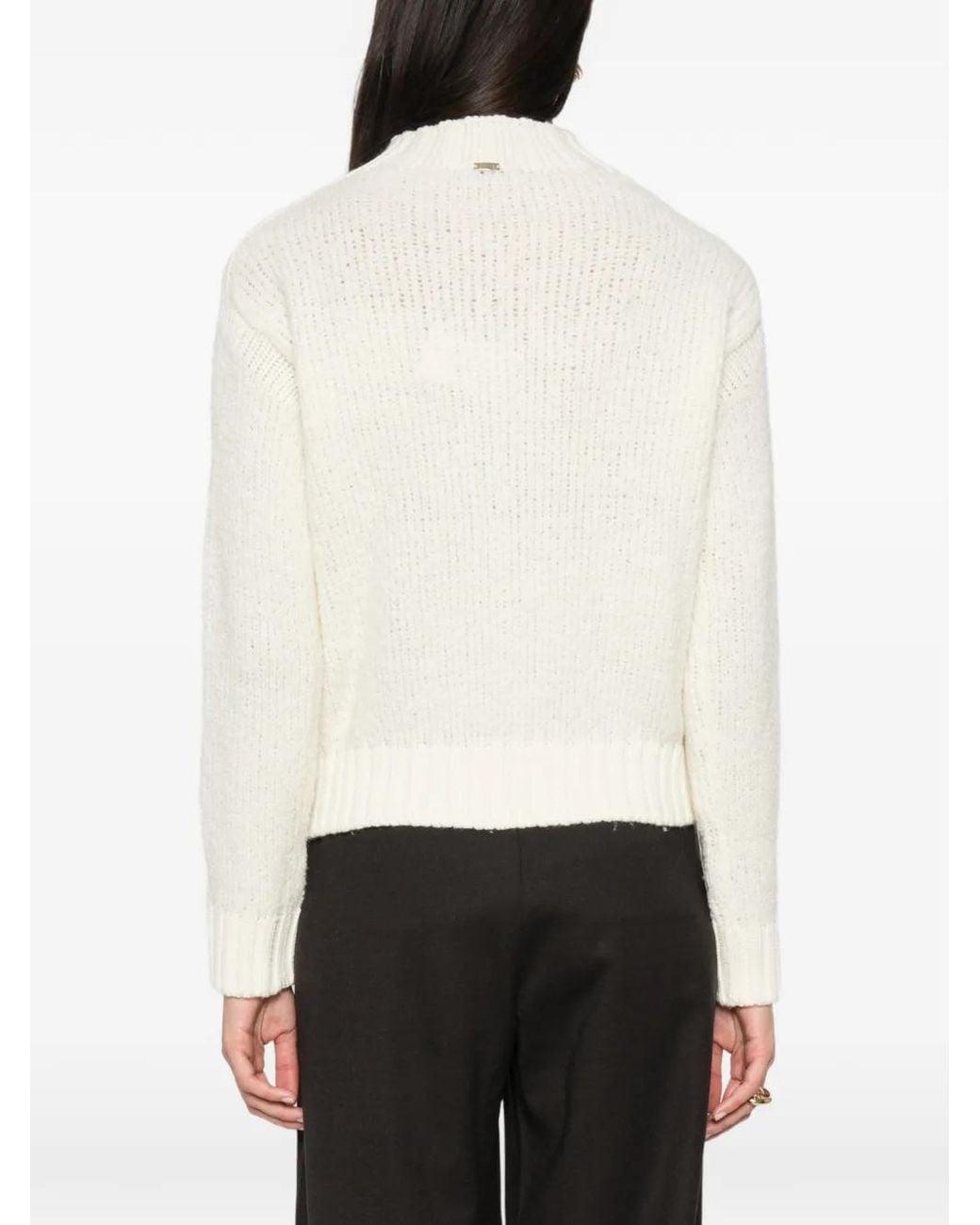 Herno White Bouclé Ribbed-Trim Sweater