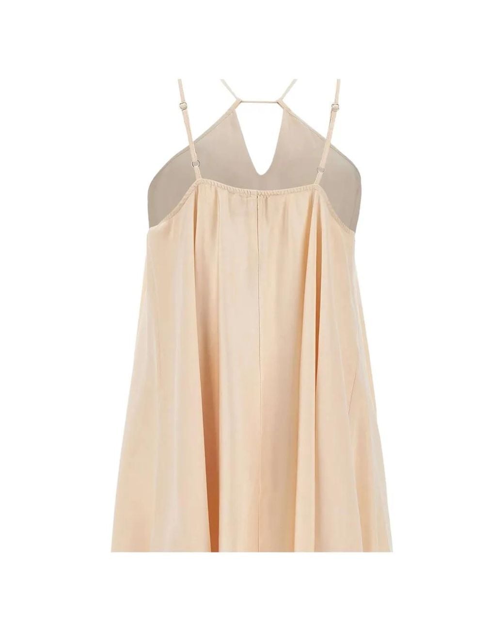 Kaos Natural Satin-Finish V-Neck Mini Dress