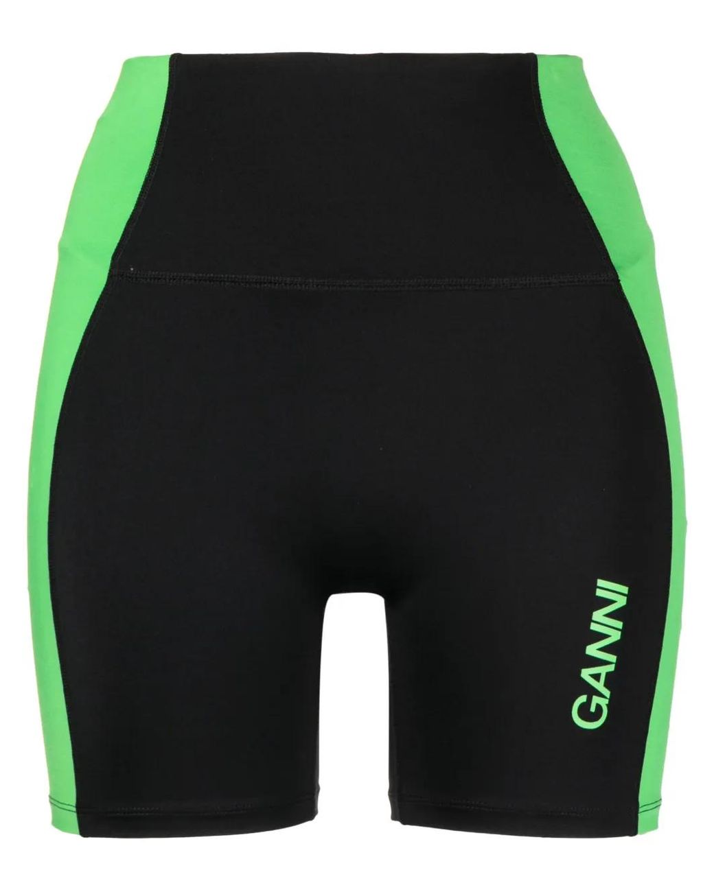 Ganni Green Active High-Waist Cycling Shorts