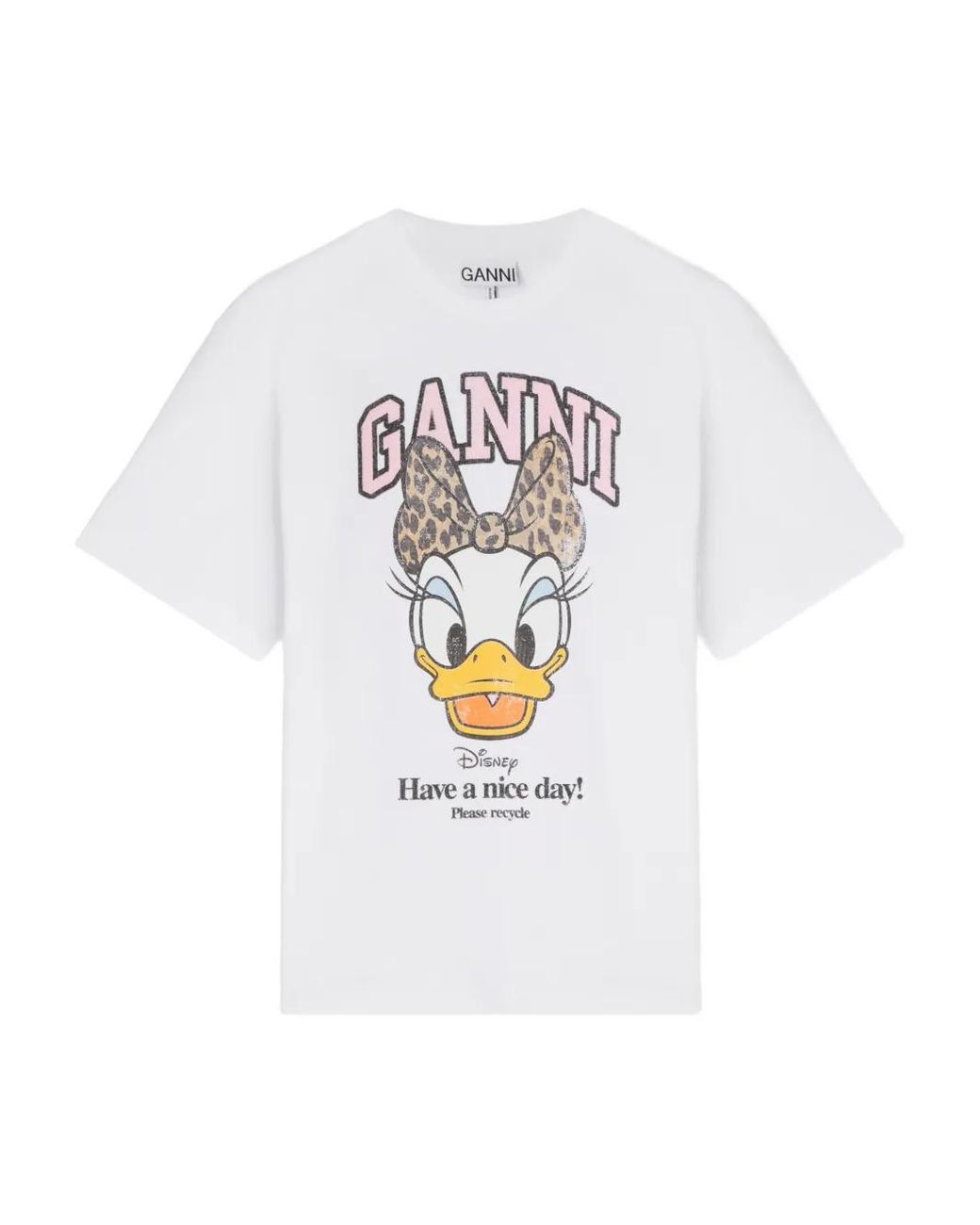 Ganni White Daisy Duck Printed T-Shirt
