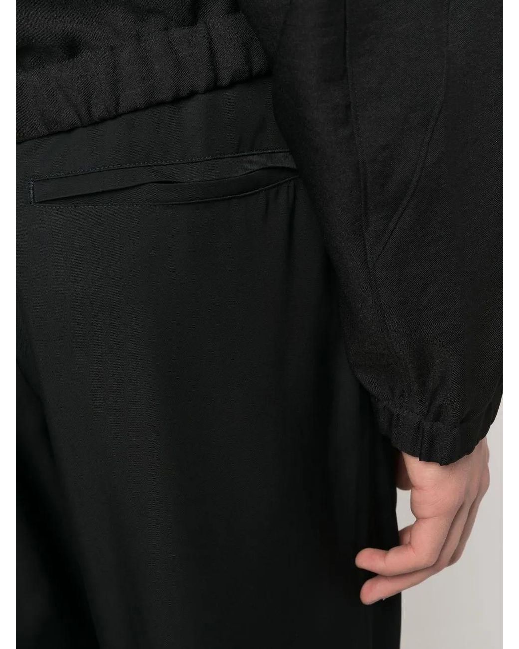 Y-3 Black Mid-Rise Straight-Leg Trousers for men