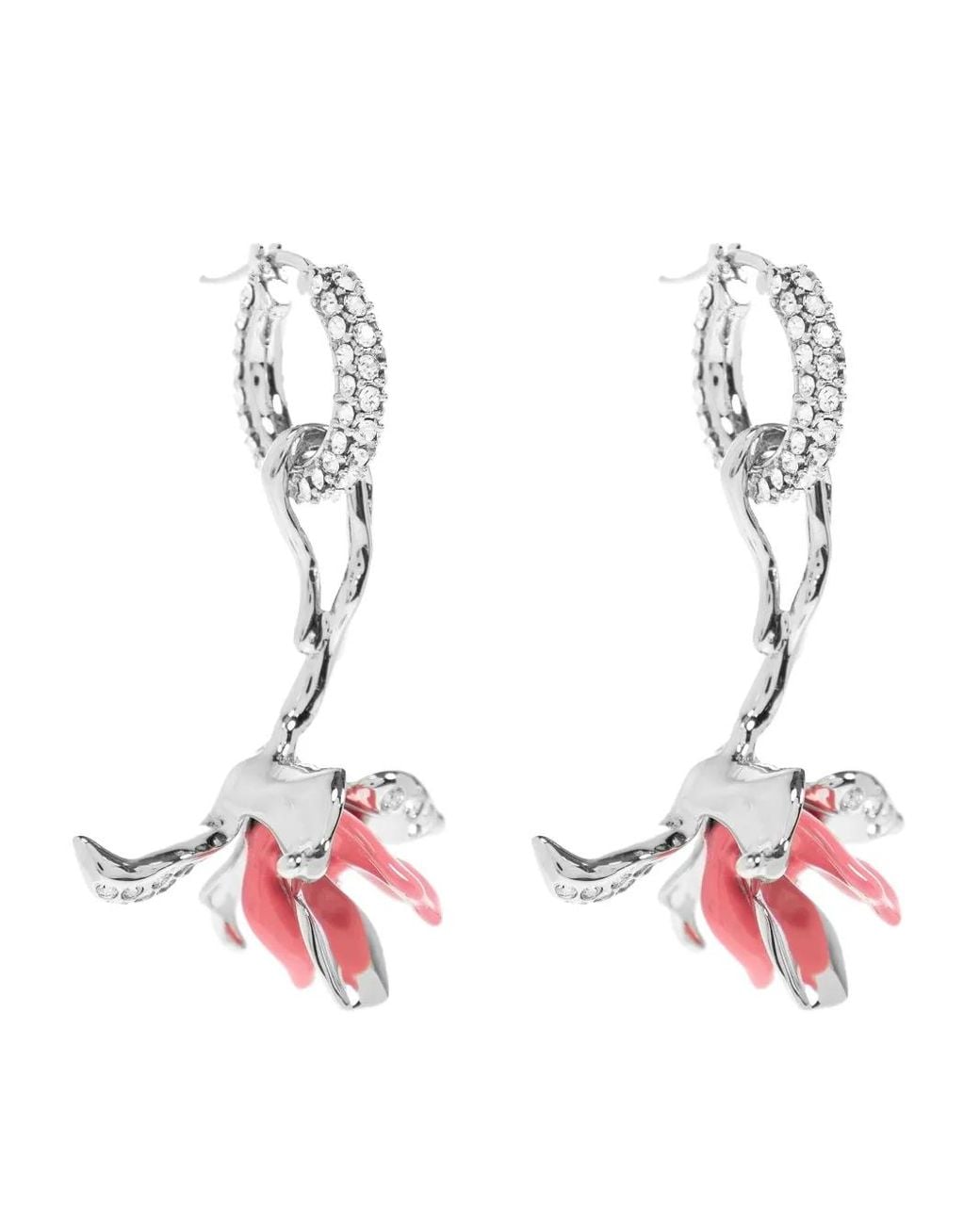 Marni White Crystal-Embellished Flower Earrings