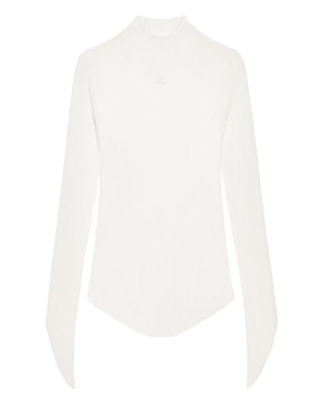 Courreges White Ribbed Turtleneck Top