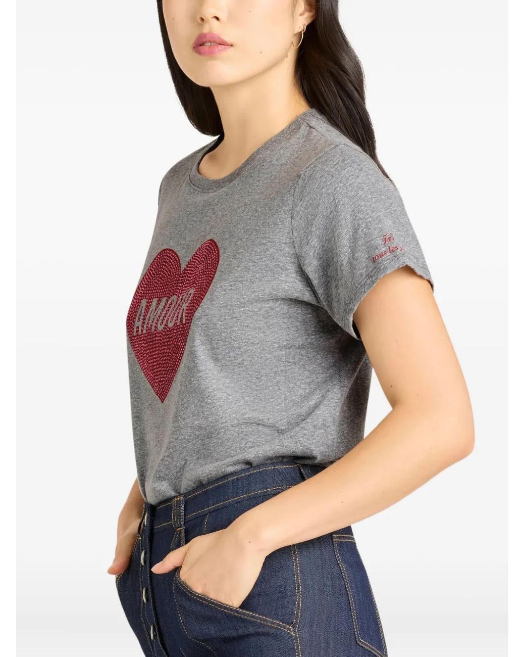 Cinq À Sept Gray Heart-Embellished T-Shirt