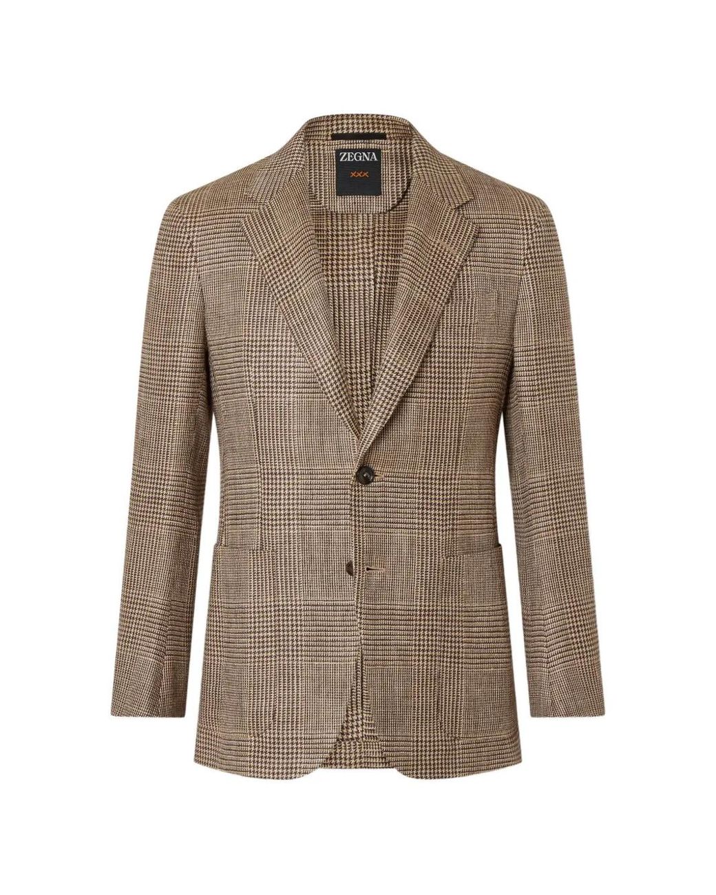 Zegna Brown Checked-Pattern Blazer for men