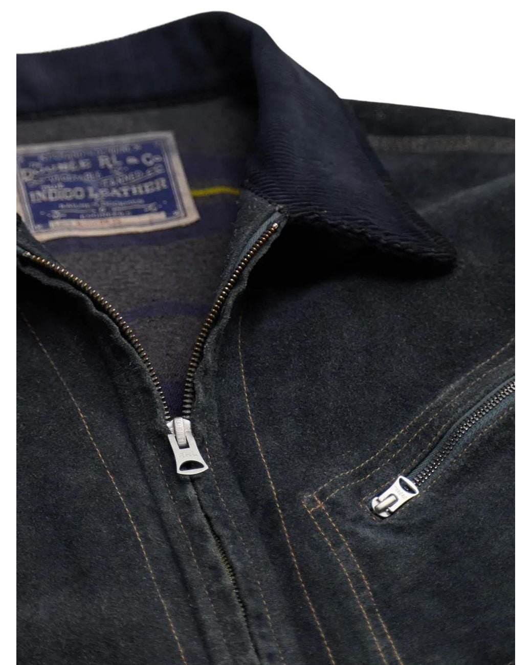RRL Blue Zip Suede Jacket for men