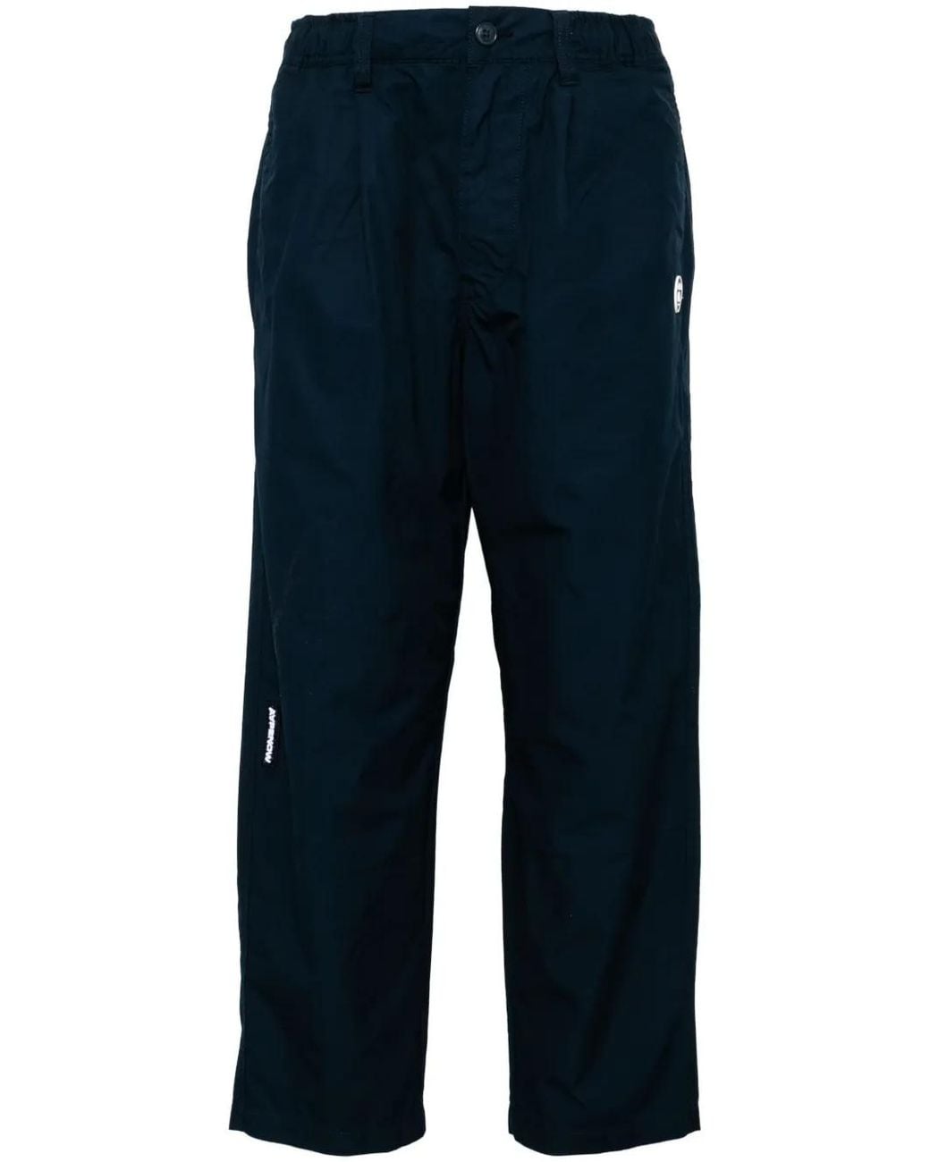 Aape By A Bathing Ape Blue Logo-Patch Trousers for men