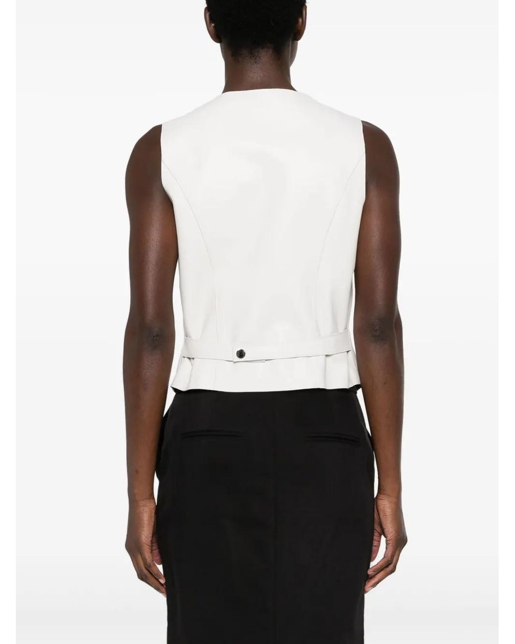 P.A.R.O.S.H. White Single-Breasted Leather Waistcoat