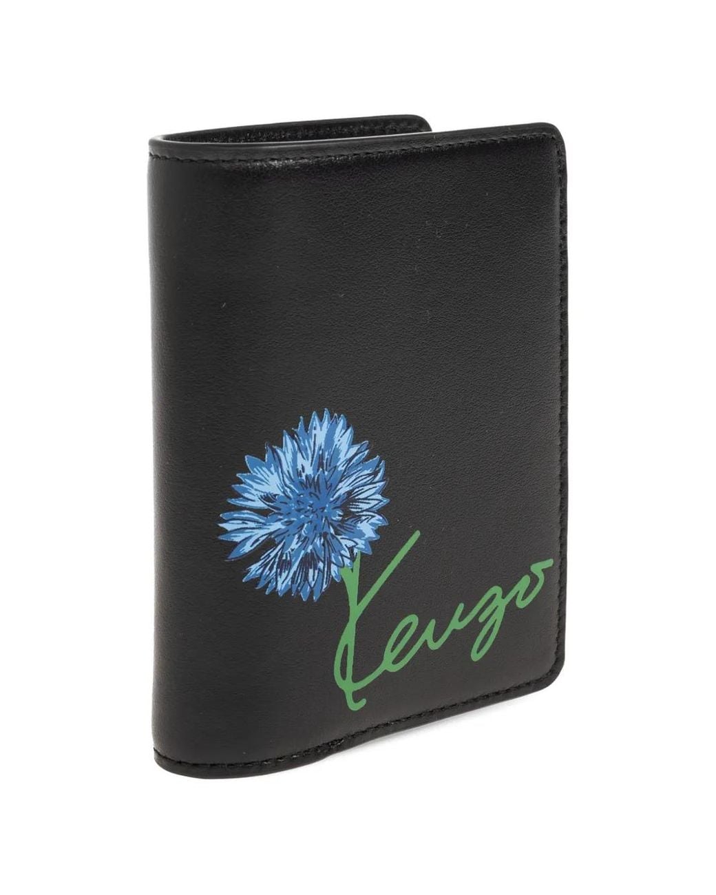 KENZO Black Tulip Leather Wallet for men