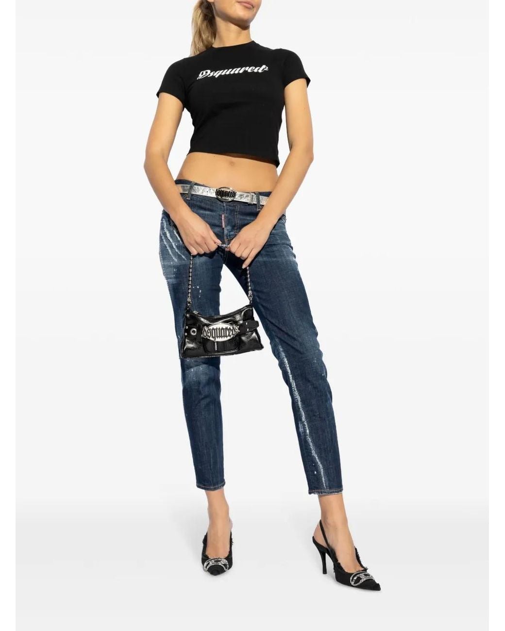 DSquared² Blue Logo-Patch Cotton Jeans