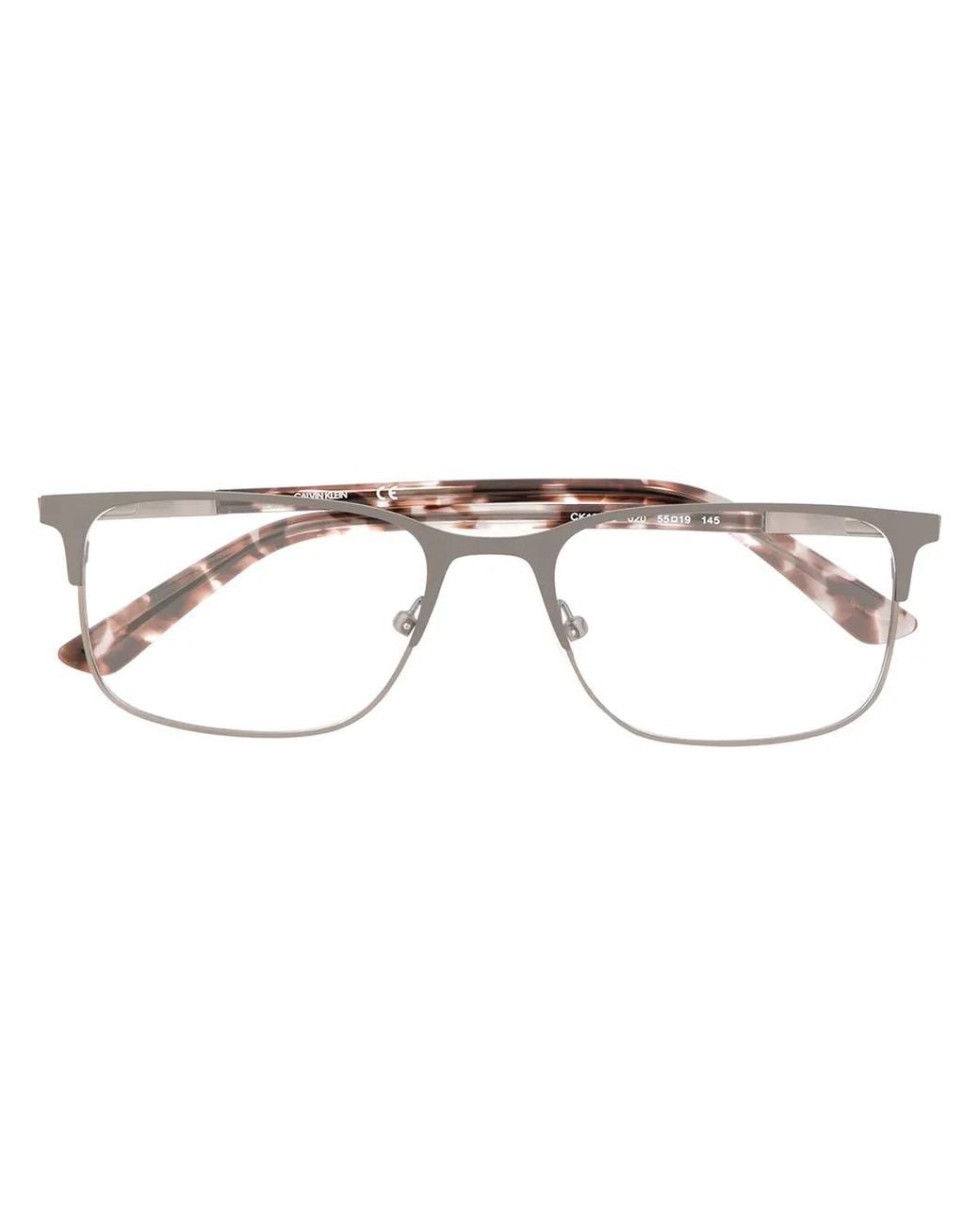 Calvin Klein Metallic Tortoiseshell Square-Frame Glasses for men