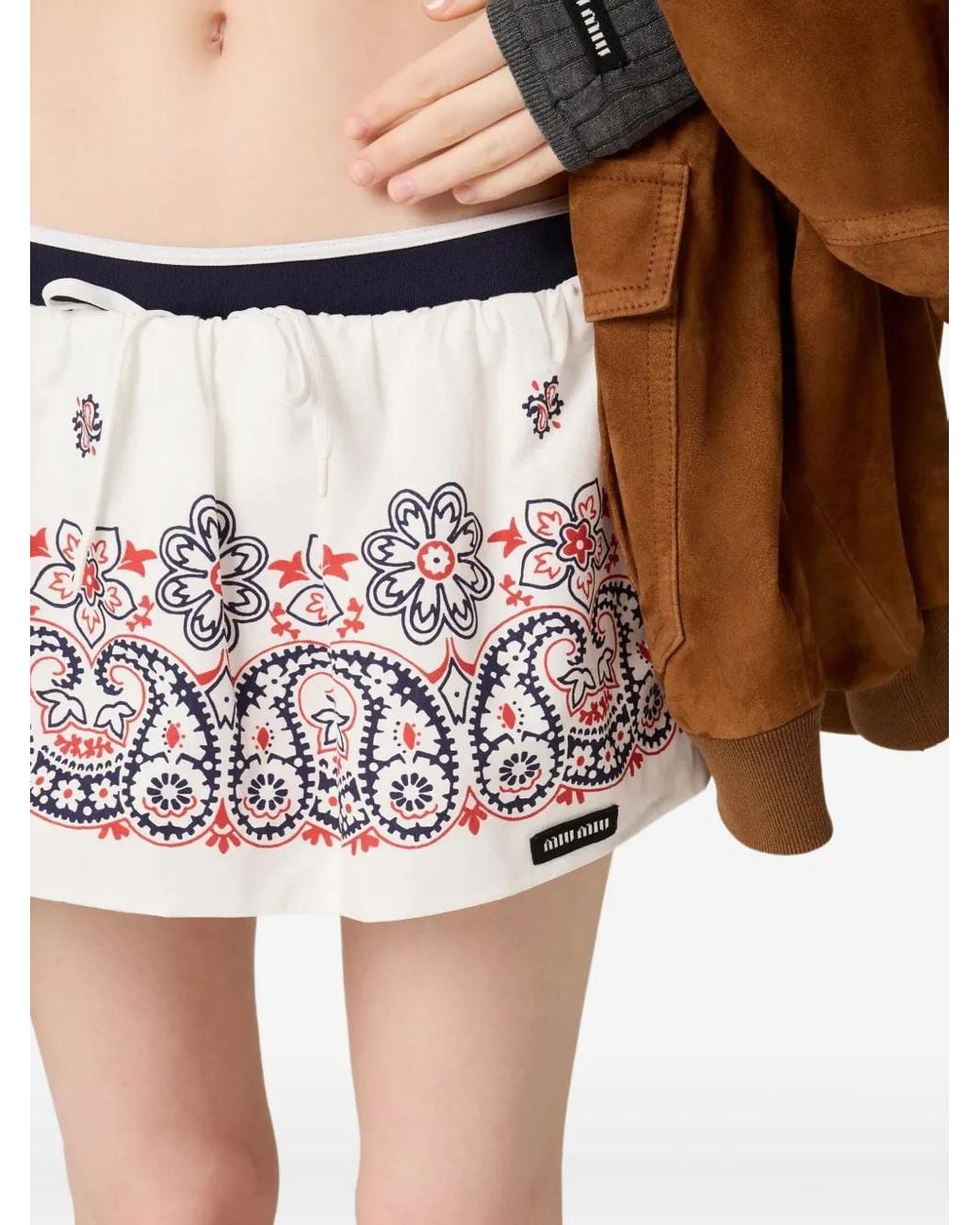 Miu Miu White Slubbed Poplin Mini Skirt