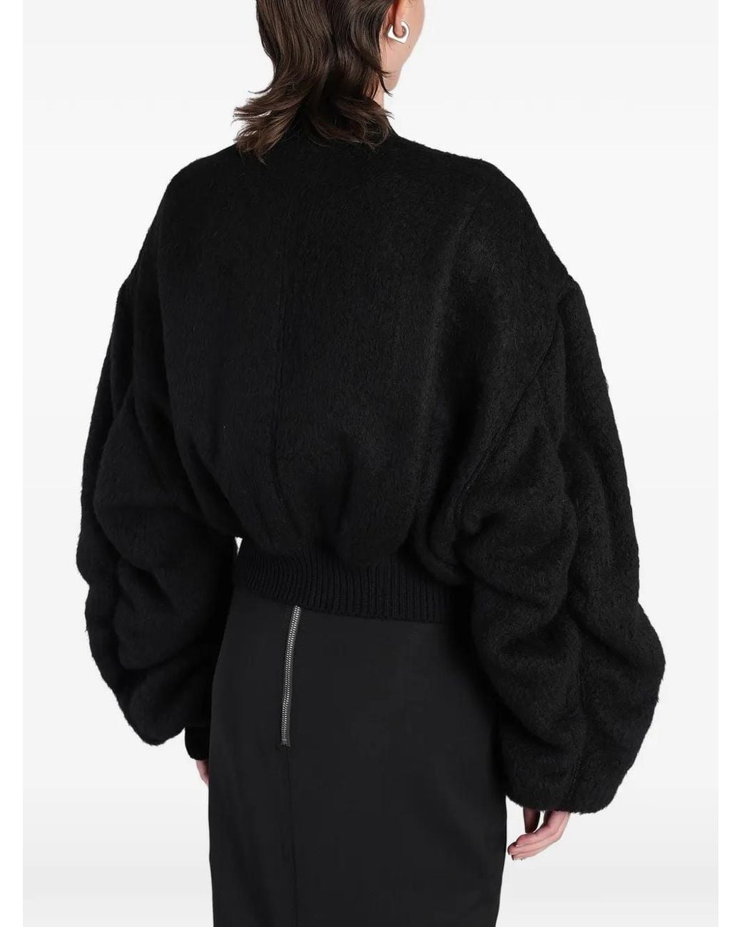Rick Owens Black Secchia Cropped Flight Jacket