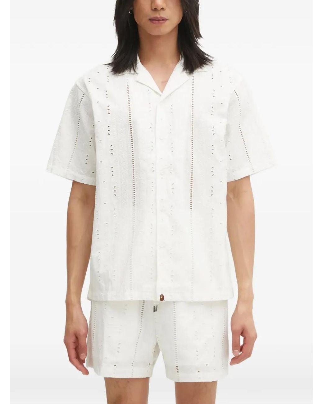 A Bathing Ape White Broderie-Anglaise Shirt for men