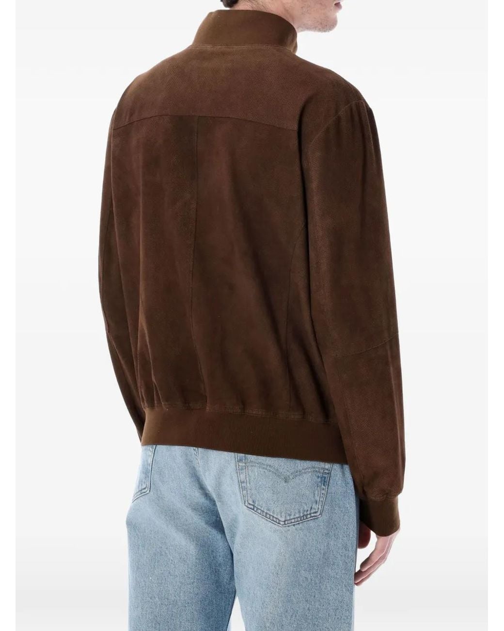 SWD by S.w.o.r.d. Brown Perforated Suede Jacket for men