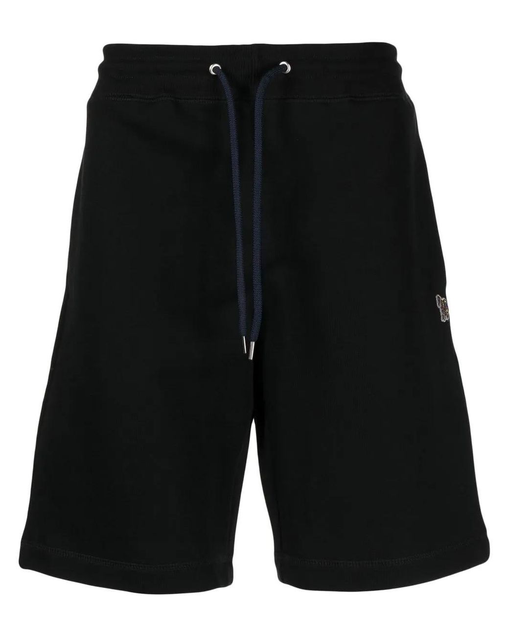 Paul Smith Black Zebra-Patch Organic-Cotton Track Shorts for men