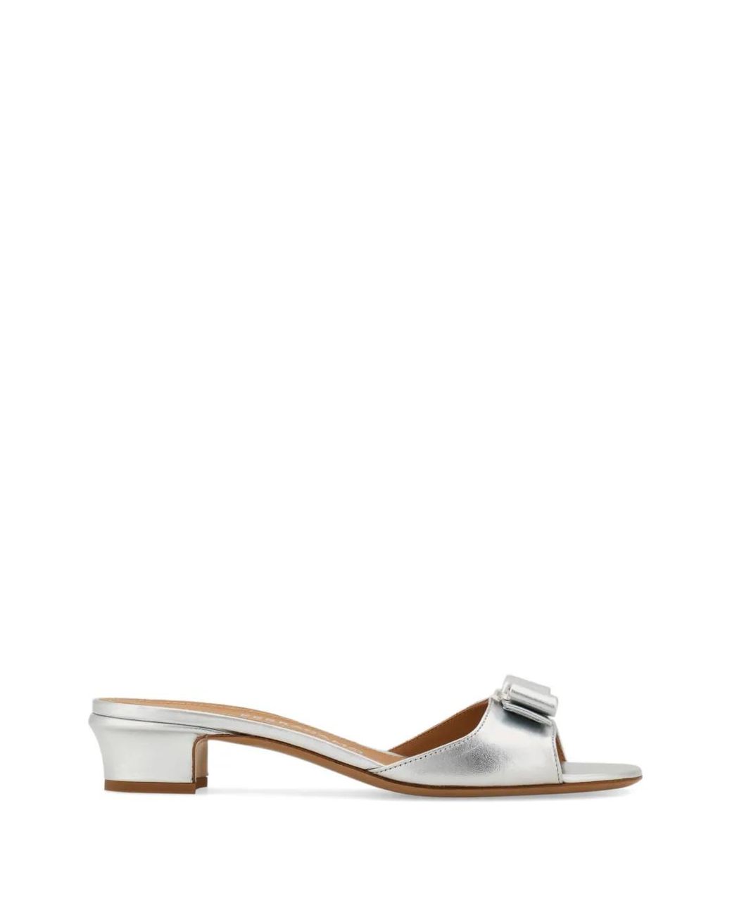 Ferragamo White Vara Bow Slides
