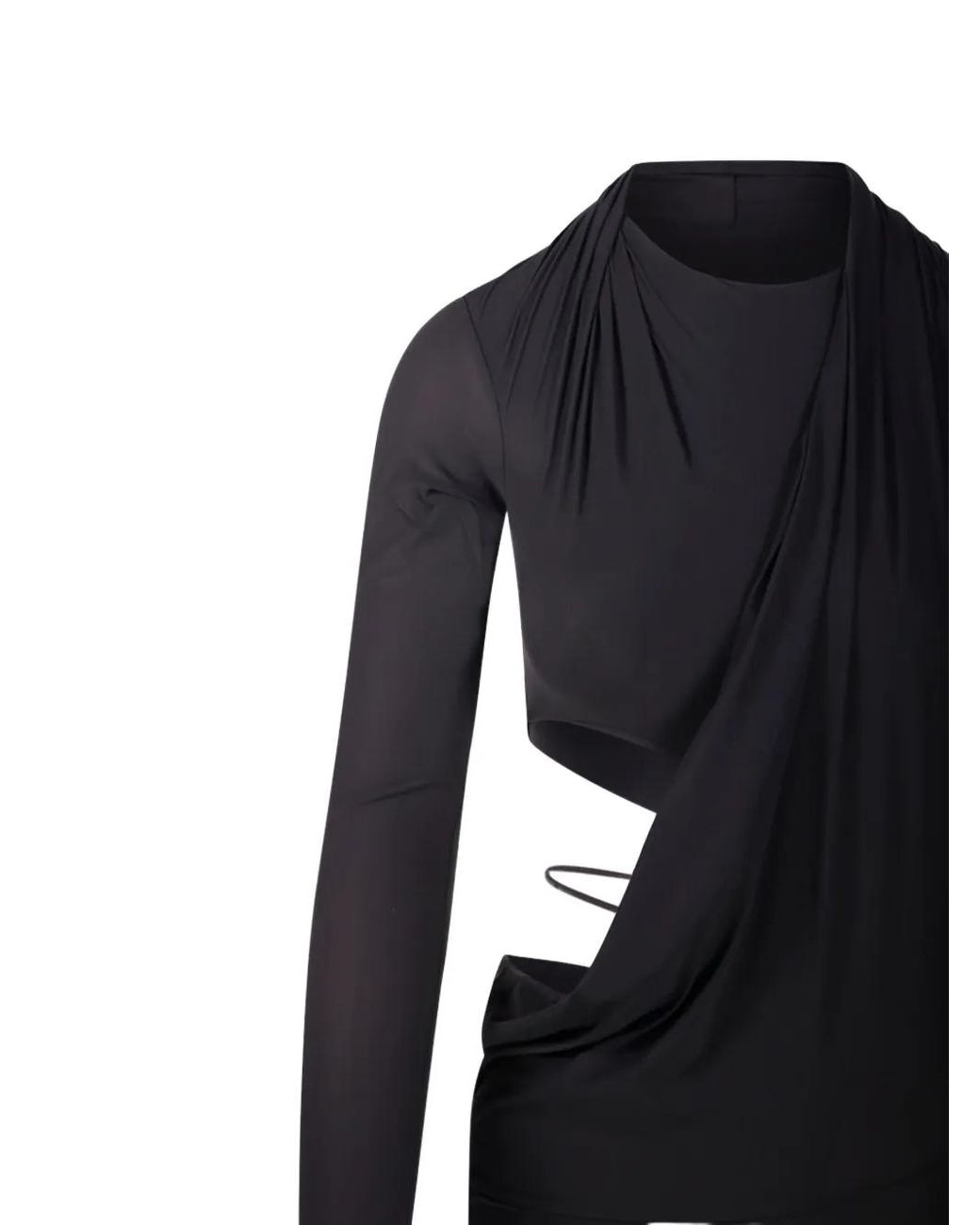 Amazuìn Black Draped Cutout Dress
