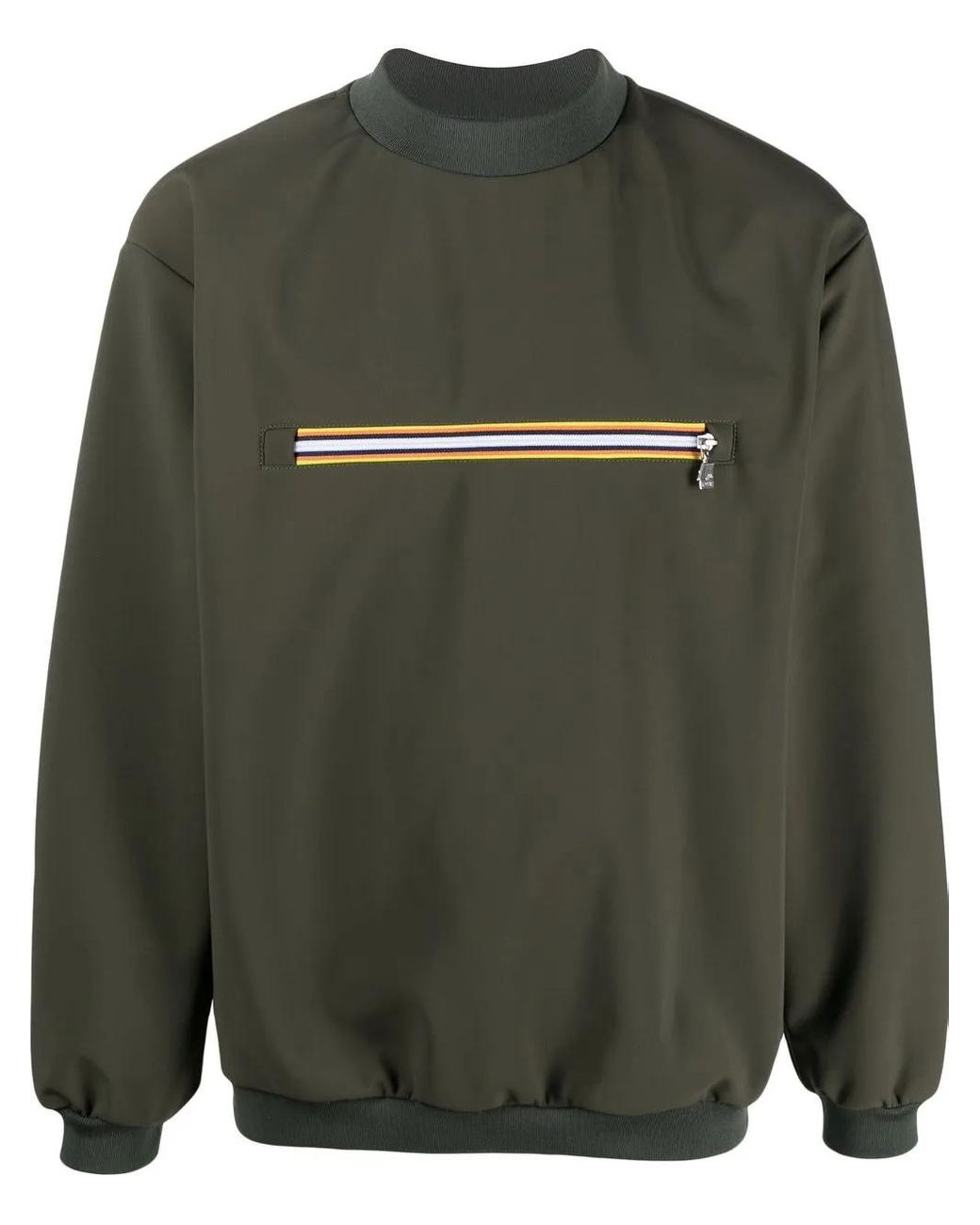 K-Way Green Front Zip-Pocket Sweatshirt for men