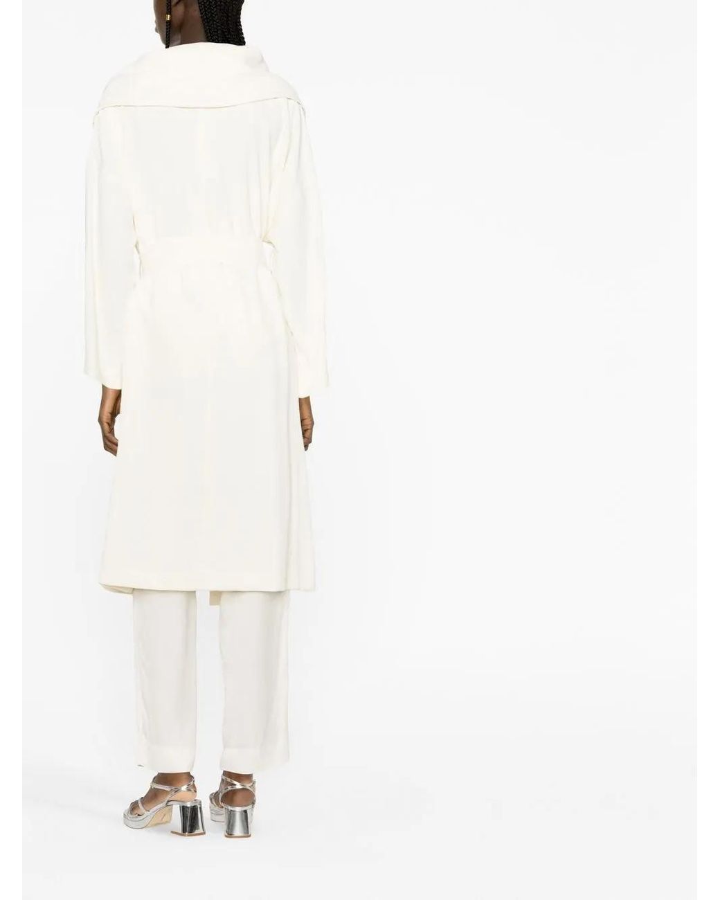 Twinset White Drawstring Duster Coat
