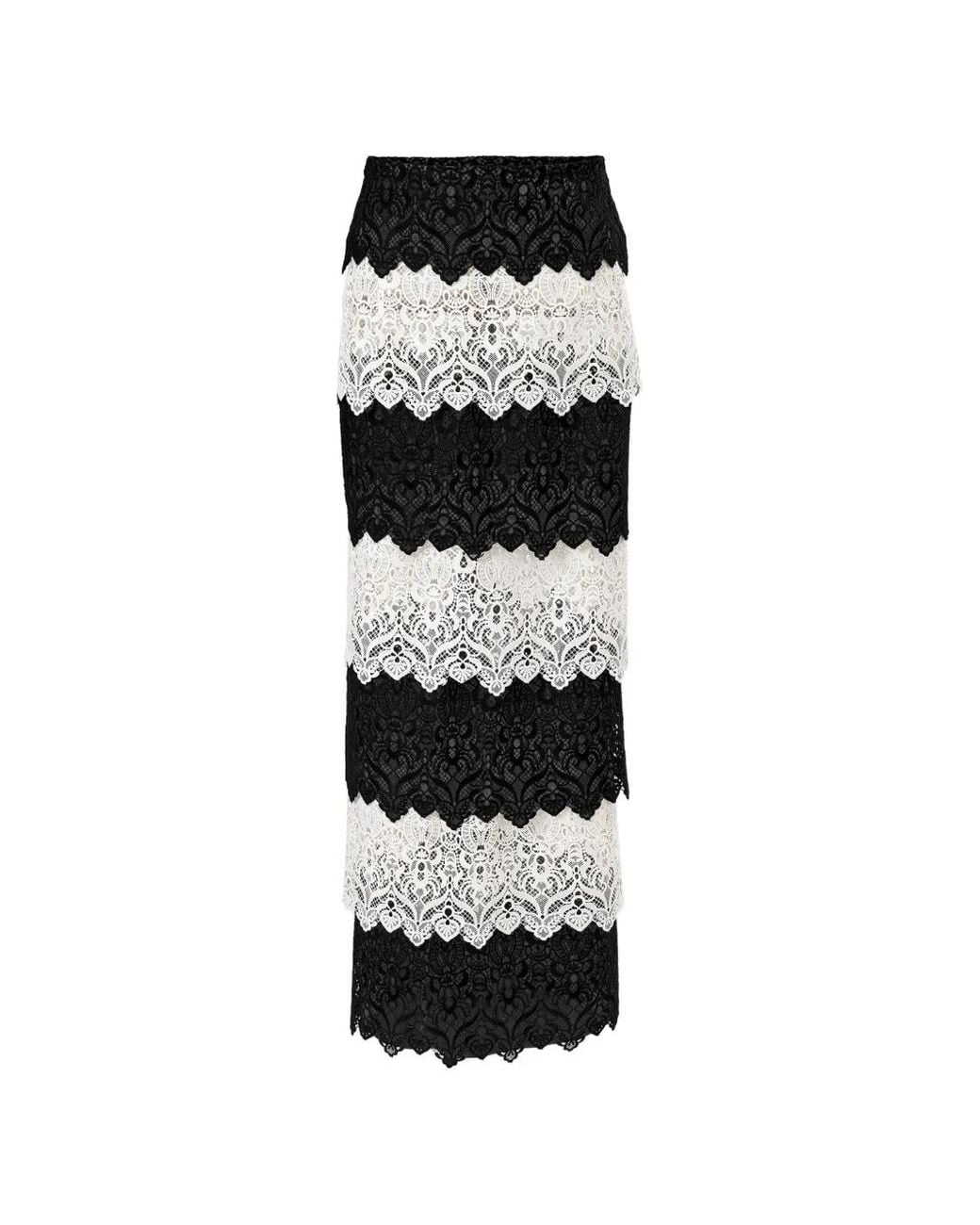 Carolina Herrera White Lace Trim Pencil Skirt