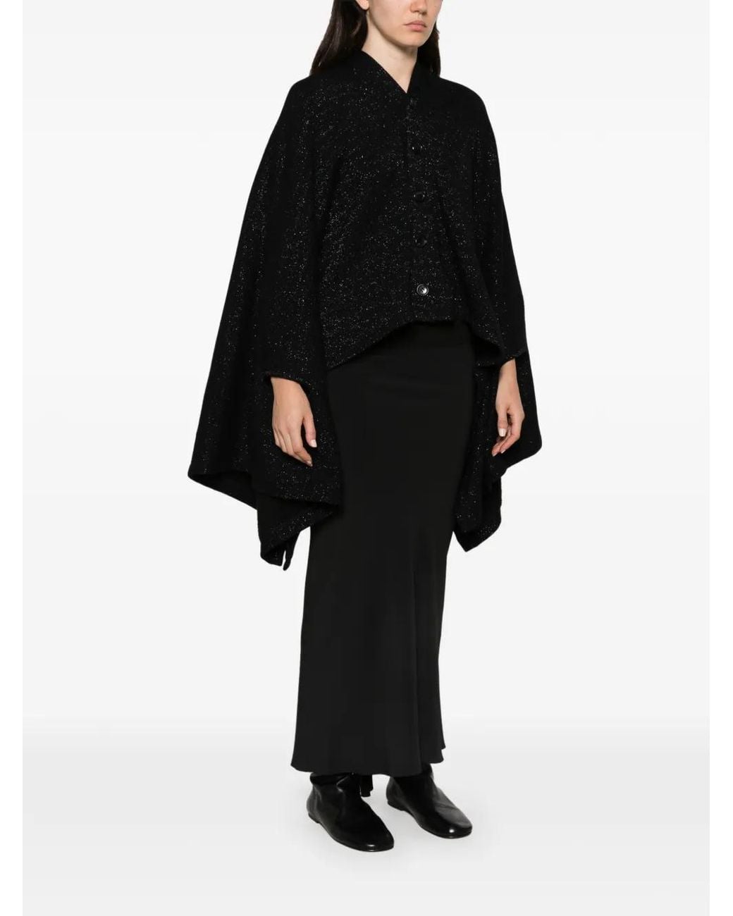 Junya Watanabe Black Glitter-Effect Button-Up Sweater