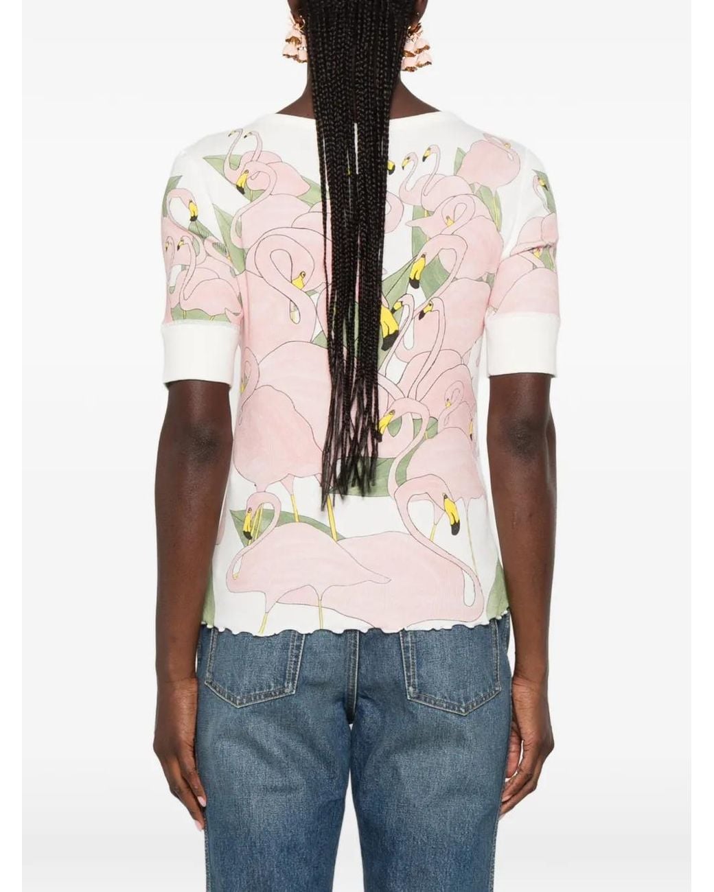 Chloé Pink Flamingo-Print T-Shirt