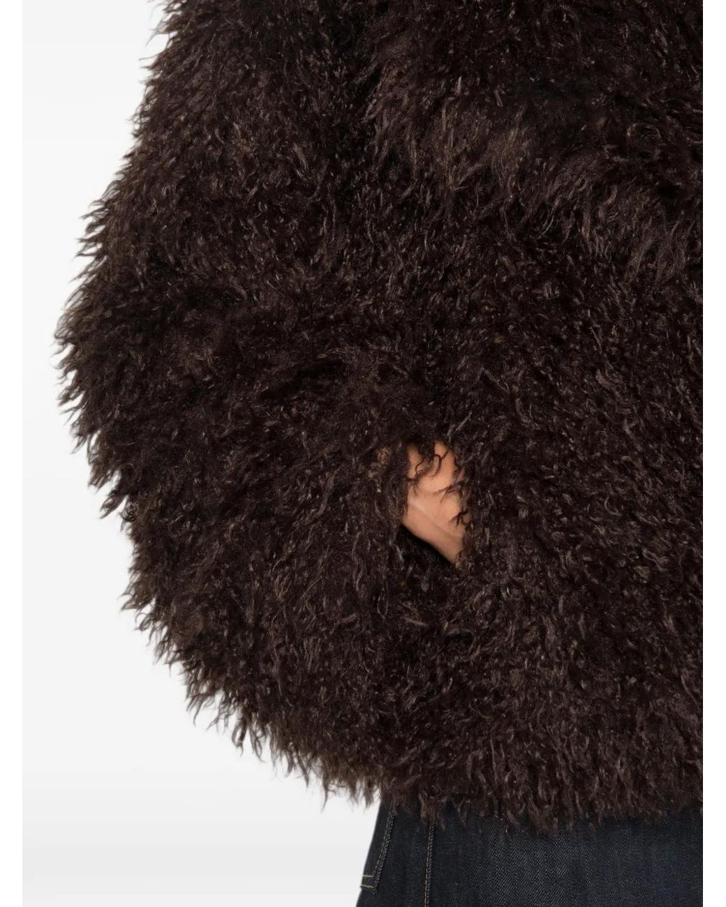 Source Unknown Black Hathi Belted Faux-Fur Jacket