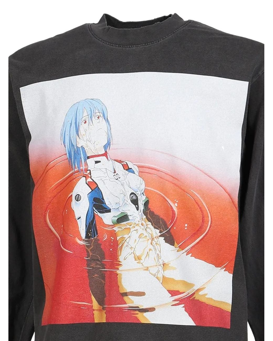 EVANGELI0N 95 Black Graphic-Print Long-Sleeve T-Shirt for men