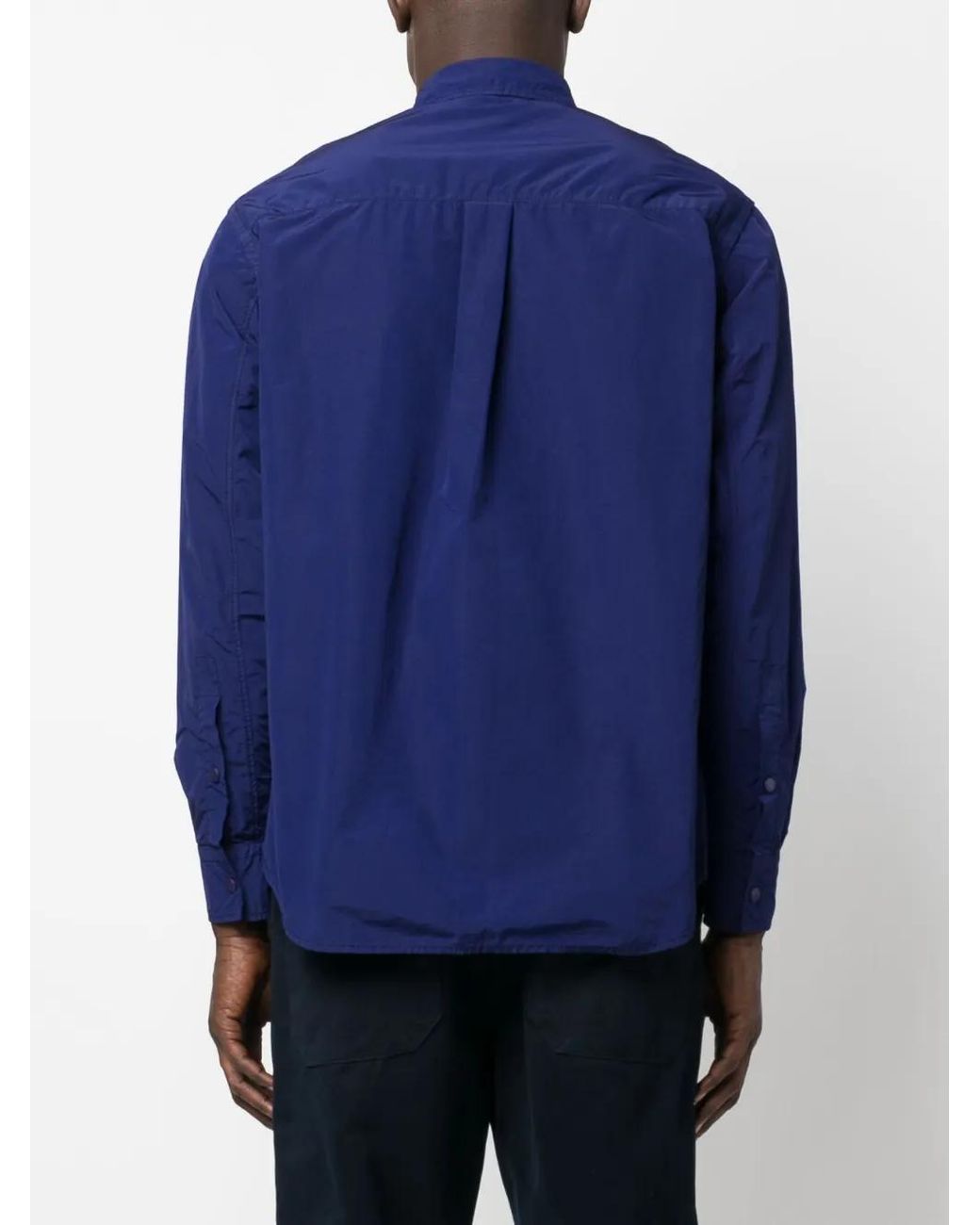 Aspesi Blue Straight-Point Collar Shirt for men