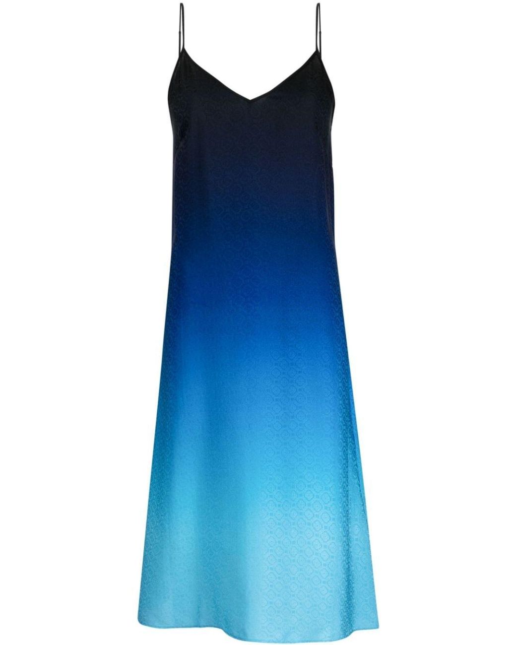 CASABLANCA Ombré Monogram Silk Dress in Blue | Lyst