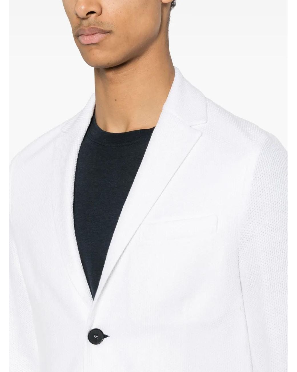 Harris Wharf London White Single-Breasted Honeycomb Blazer for men