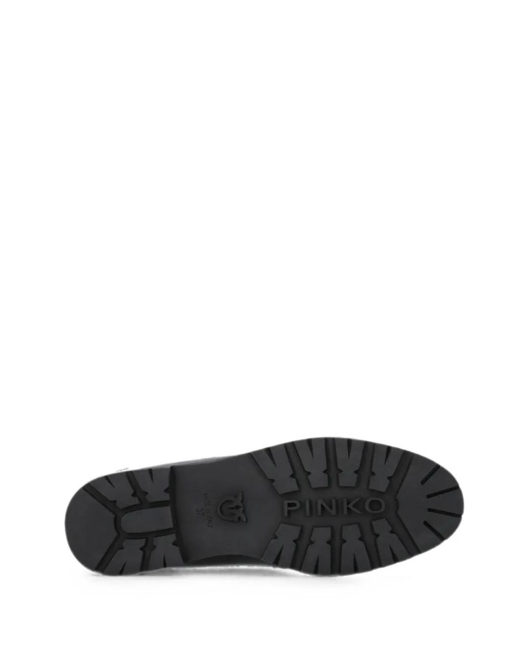 Pinko Black Leather Loafers With Logo And Lug Sole