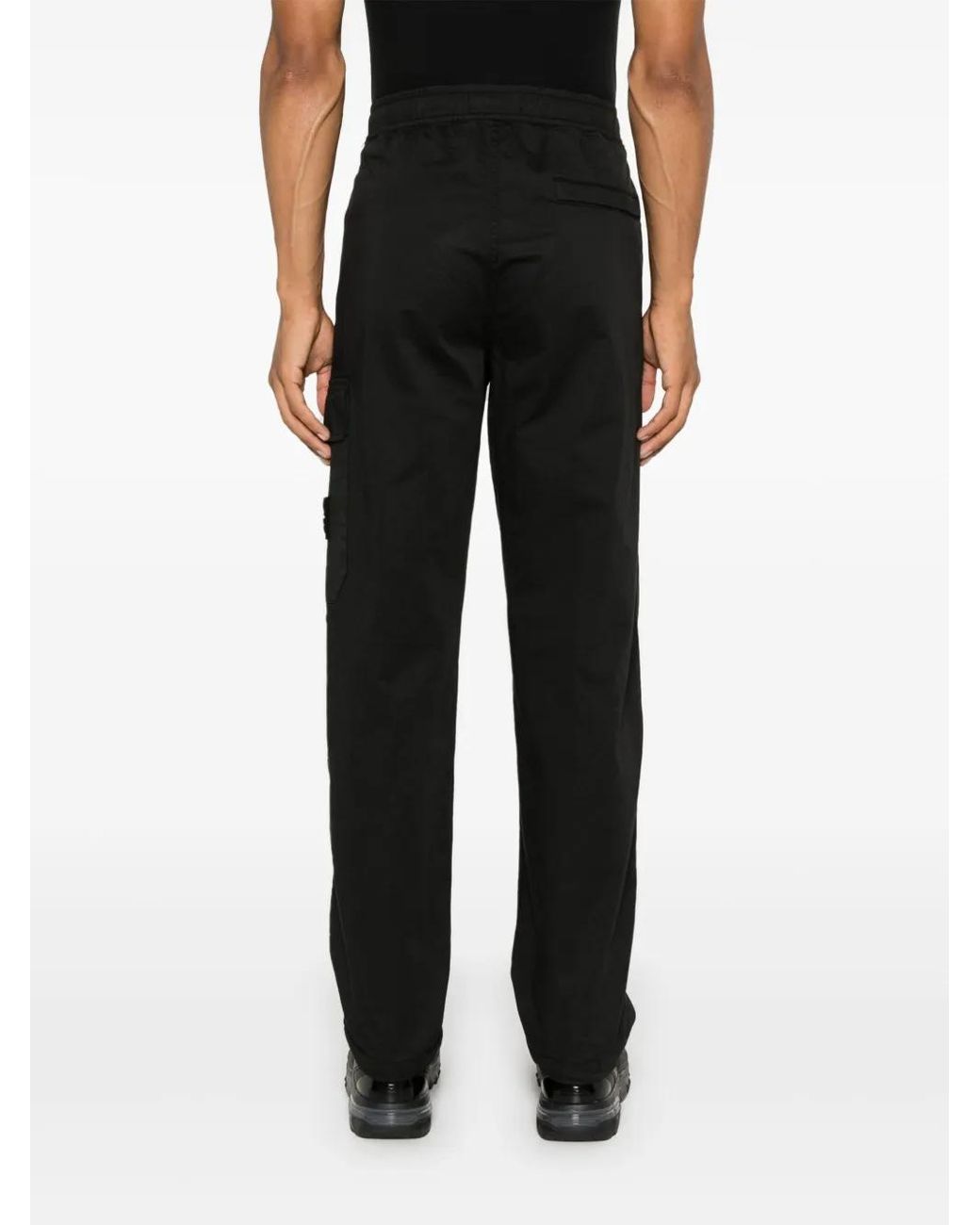 Stone Island Black Cargo Cotton Trousers for men