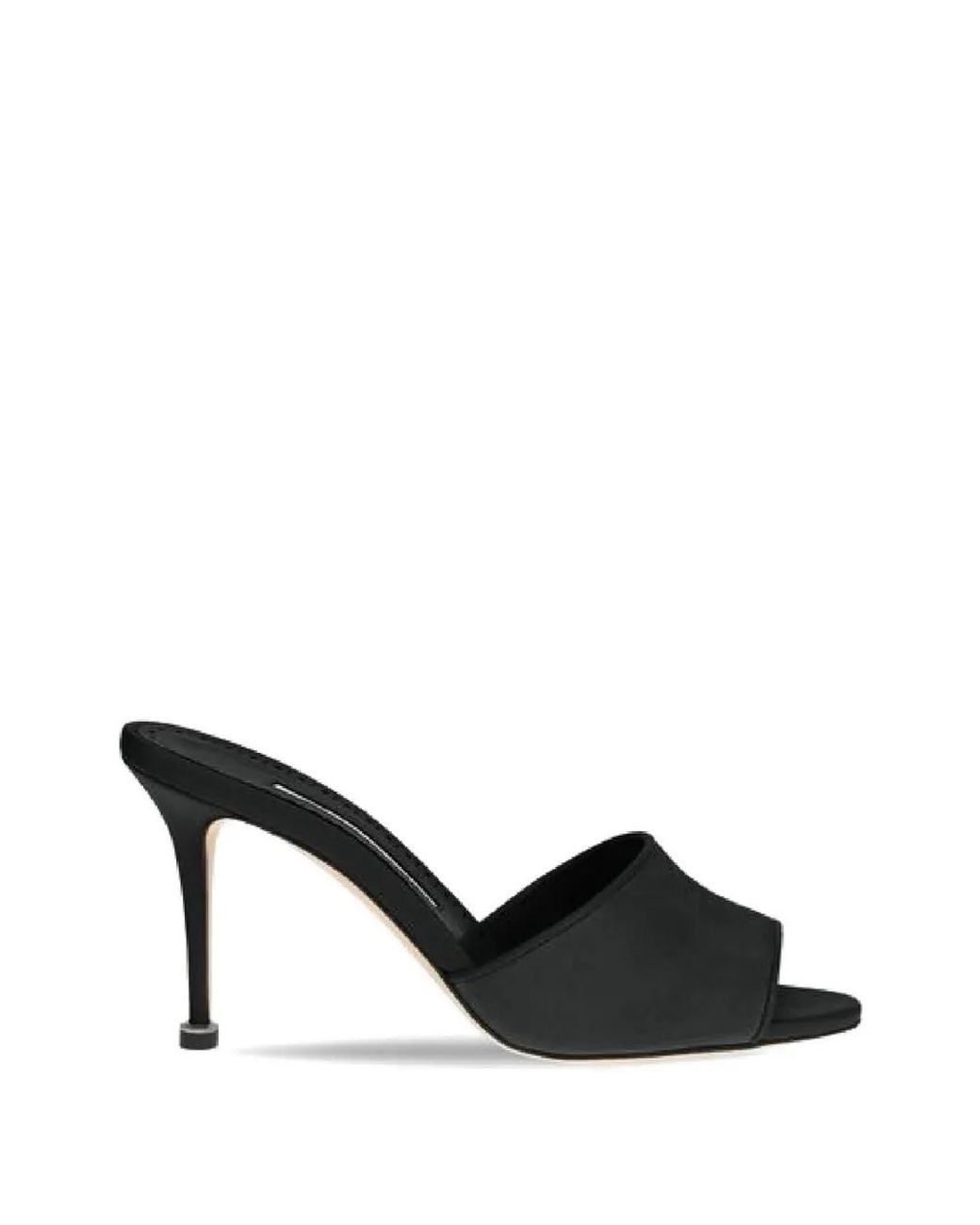 Manolo Blahnik Black Open-Toe Strap Sandals