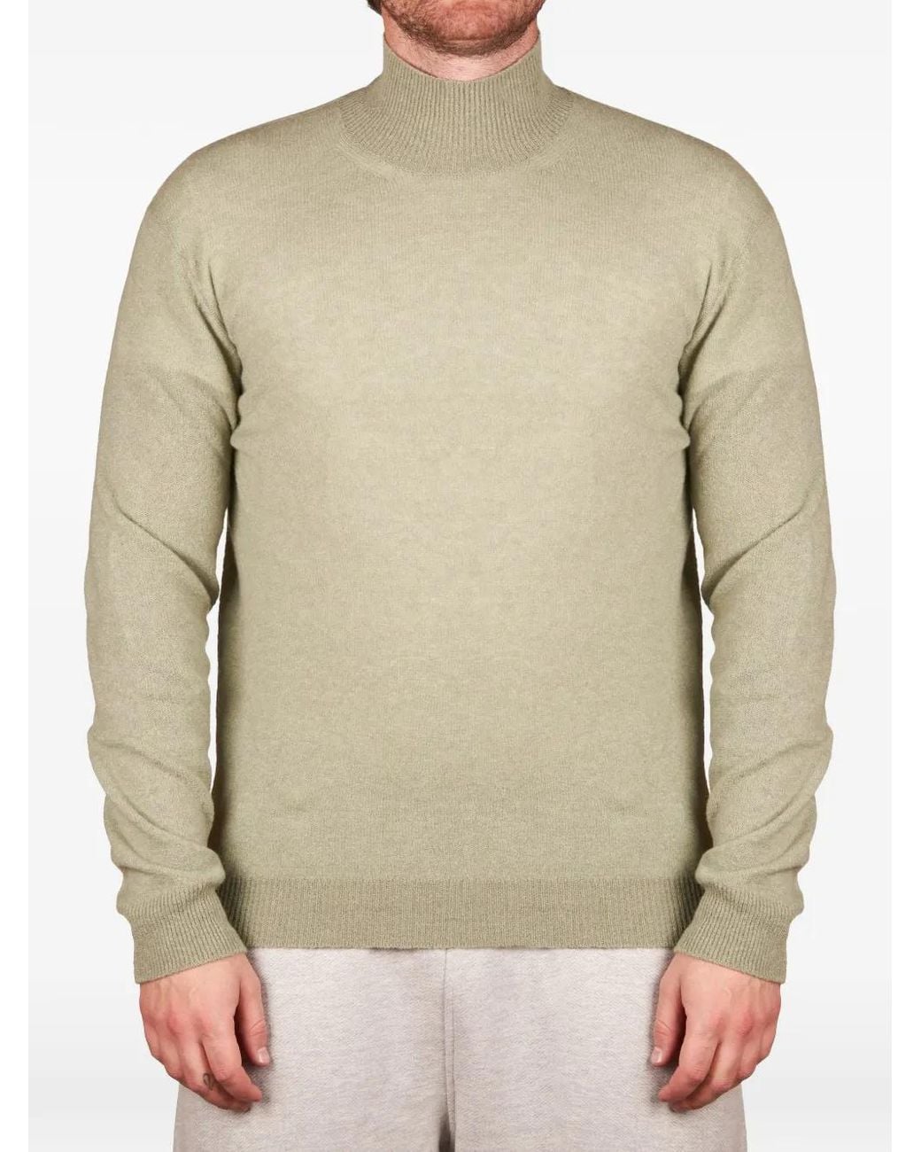 Altea Green High-Neck Ribbed-Trim Sweater for men